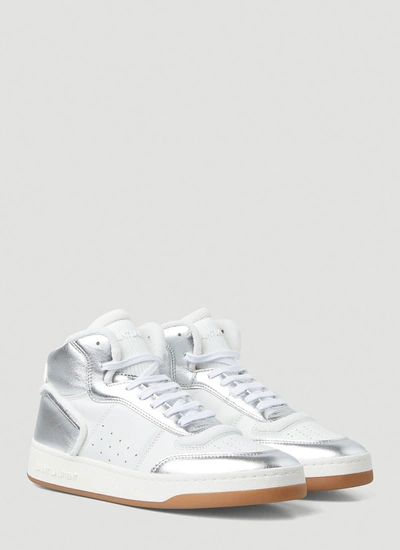 Shop Saint Laurent Women Sl/80 High Top Sneakers In Silver