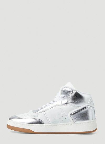 Shop Saint Laurent Women Sl/80 High Top Sneakers In Silver