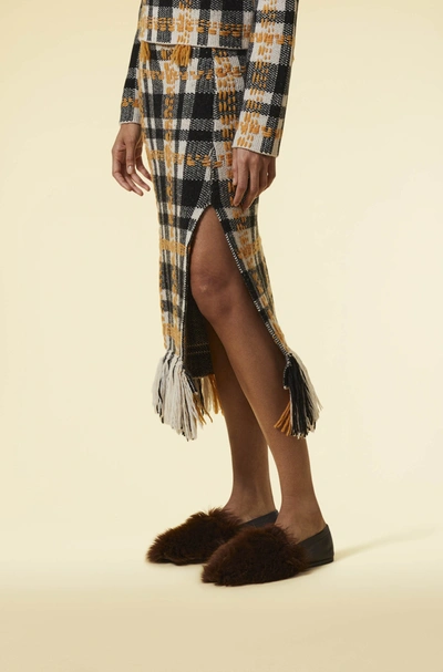 Shop Altuzarra Fall Winter 21 'fitzpatrick' Knit Skirt In Ivory Knit Plaid