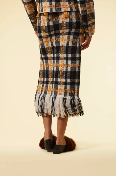 Shop Altuzarra Fall Winter 21 'fitzpatrick' Knit Skirt In Ivory Knit Plaid