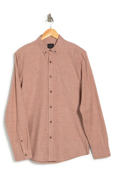 Shop 14th & Union Grindle Long Sleeve Trim Fit Shirt In Brown Nutmeg- Ivory Grindle