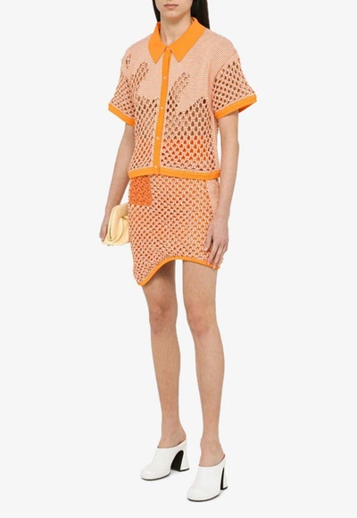 Shop Ph5 Bozo Crochet Mini Wavy Skirt In Orange