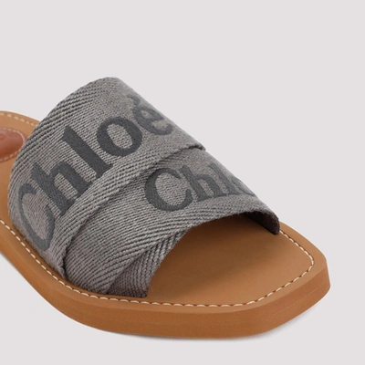 Shop Chloé Woody Flat Mules Shoes In Grey