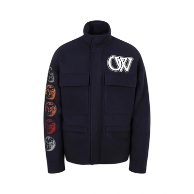 Shop Off-white Moon Phase Varsity Field Jacket In Blue