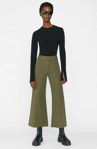 Shop Frame Le Crop Palazzo Wide Leg Trousers In Fatigue