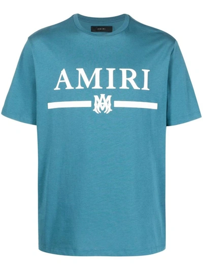 Shop Amiri M.a. Bar Logo T-shirt In Teal In Blue