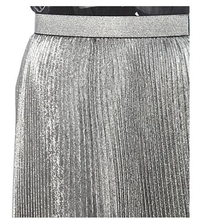 Shop Christopher Kane Pleated Silk-blend Midi Skirt In Silver