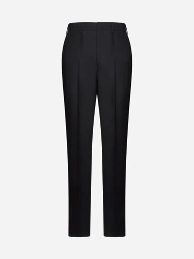 Shop Prada Wool And Mohair Trousers In Black