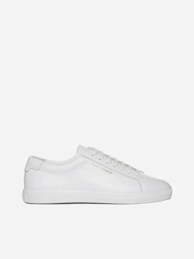 Shop Saint Laurent Andy Leather Low-top Sneakers In Optic White