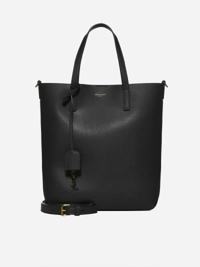 Shop Saint Laurent Toy Leather Tote Bag In Black