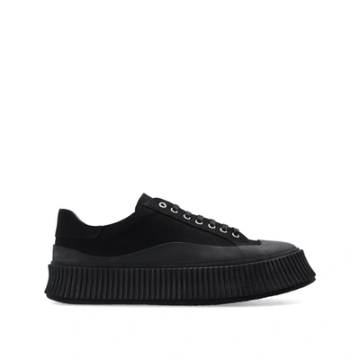 Shop Jill Sander Leather Sneakers In Black