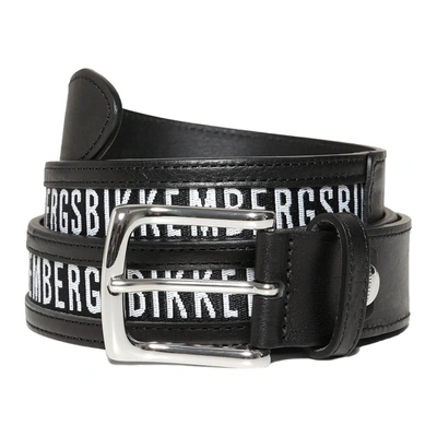 Shop Bikkembergs Sleek Black Calfskin Leather Men's Belt