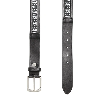 Shop Bikkembergs Sleek Black Calfskin Leather Men's Belt