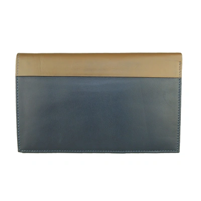Cavalli Class Sleek Blue And Beige Leather Wallet In Blue