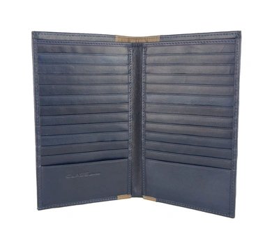 Cavalli Class Sleek Blue And Beige Leather Wallet In Blue