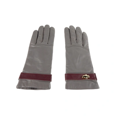Shop Cavalli Class Gray Leather Di Lambskin Women's Glove