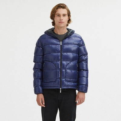 Shop Centogrammi Reversible Duck Feather Padded Men's Jacket In Blue