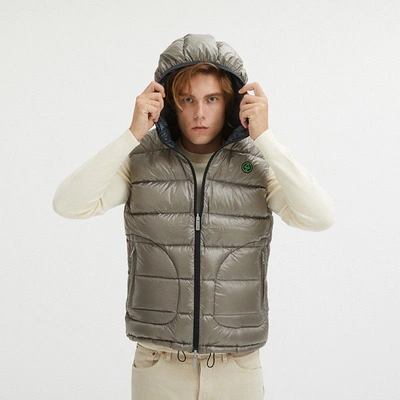Shop Centogrammi Reversible Goose Down Hooded Vest In Men's Gray