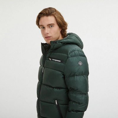 Shop Centogrammi Sleek Dark Green Hooded Winter Men's Jacket