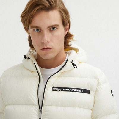 Shop Centogrammi Elegant White Hooded Down Men's Jacket