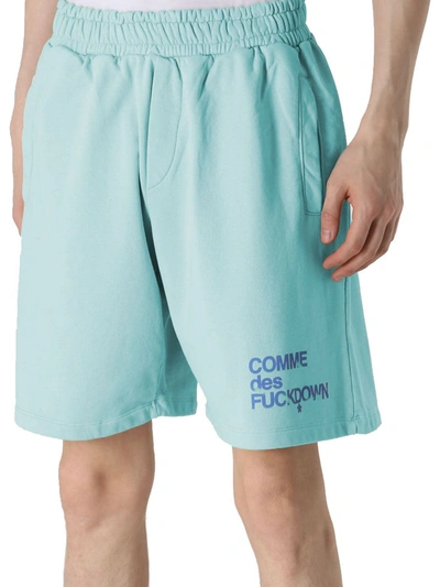 Shop Comme Des Fuckdown Light Blue Cotton Men's Short