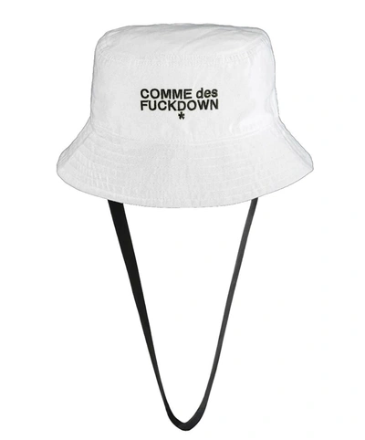 Shop Comme Des Fuckdown White Polyester Hats &amp; Men's Cap