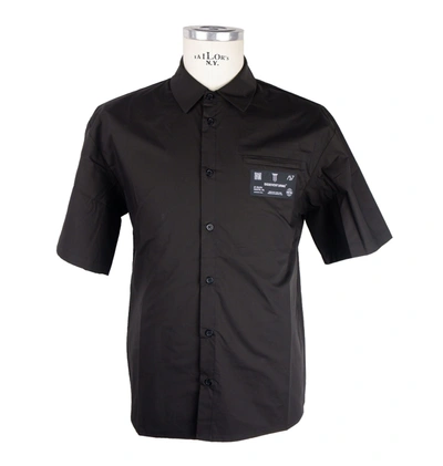 Shop Diego Venturino Elegant Black Cotton Button-up Men's Shirt