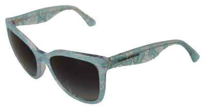 Shop Dolce & Gabbana Blue Dg4190 Lace Crystal Acetate Butterfly Women's Sunglasses