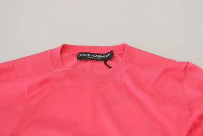 Shop Dolce & Gabbana Pink Silk Cropped Crewneck Pullover Women's Sweater