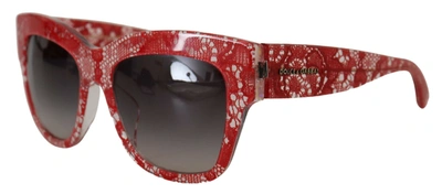 Shop Dolce & Gabbana Red Dg4231f Lace Acetate Rectangle Shades Women's Sunglasses