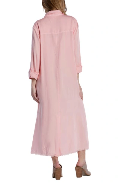 Shop Wash Lab Denim Chill Out Shirtdress In Crystal Rose (fringe Hem)