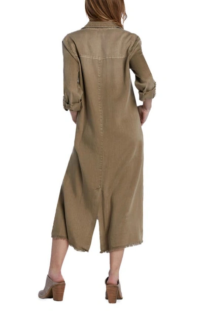 Wash Lab Denim Chill Out Shirtdress In Mushroom (fringe Hem)