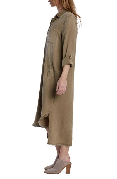 Wash Lab Denim Chill Out Shirtdress In Mushroom (fringe Hem)