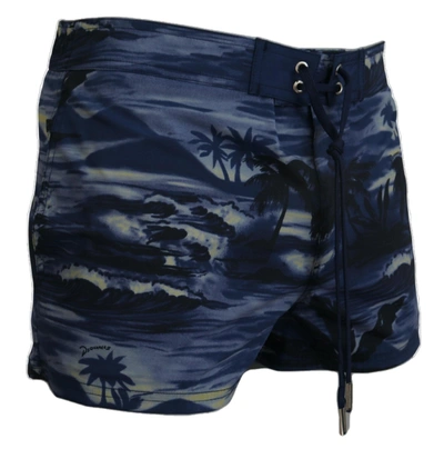 Shop Dsquared² Blue Tropical Wave Design Beachwear Shorts Men's Swimwear In Multicolor