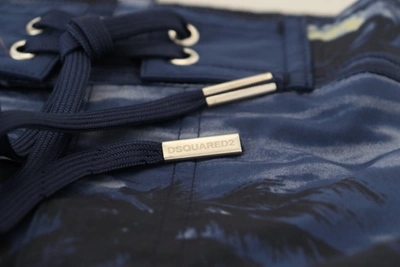 Shop Dsquared² Blue Tropical Wave Design Beachwear Shorts Men's Swimwear In Multicolor
