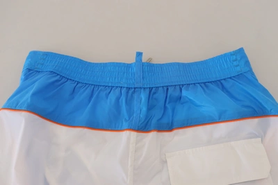 Shop Dsquared² Blue White Logo Print Men Beachwear Shorts Men's Swimwear In Multicolor