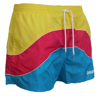 Shop Dsquared² Multicolor Logo Print Men Beachwear Shorts Men's Swimwear