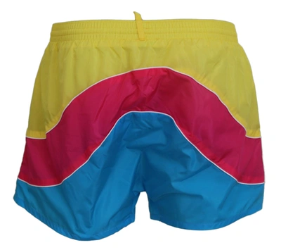 Shop Dsquared² Multicolor Logo Print Men Beachwear Shorts Men's Swimwear