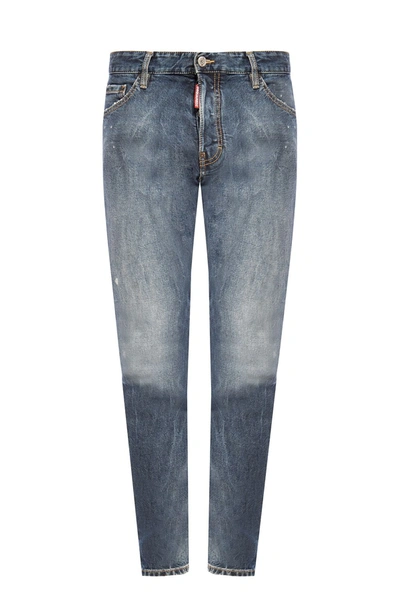 Shop Dsquared² Navy Distressed 'cool Guy Jean' Denim Men's Pants In Blue