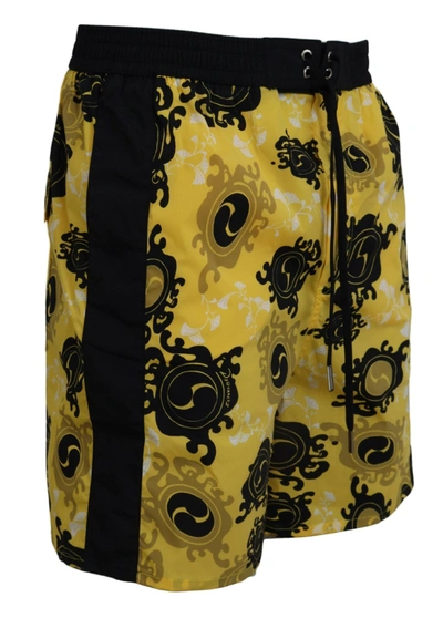Shop Dsquared² Yellow Black Printed Men Beachwear Shorts Men's Swimwear