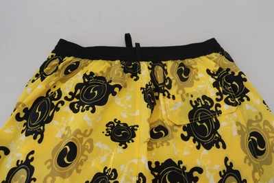 Shop Dsquared² Yellow Black Printed Men Beachwear Shorts Men's Swimwear
