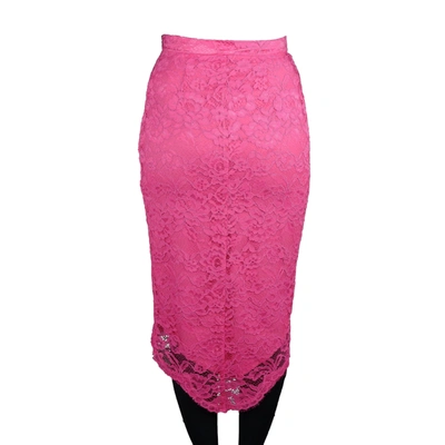 Shop Elisabetta Franchi Elegant Asymmetrical Lace Women's Skirt In Fuchsia