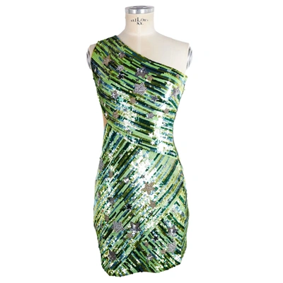 Shop Elisabetta Franchi Emerald Sequin Starlight  Dress In Green
