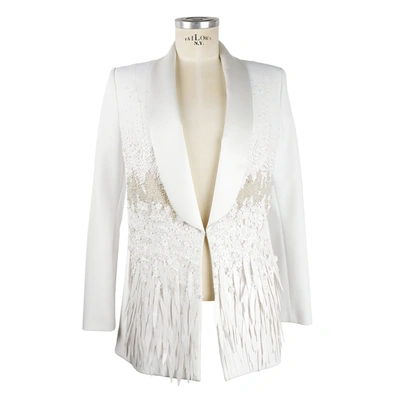 Shop Elisabetta Franchi Elegant Sequined Classic Women's Jacket In White