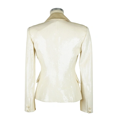Shop Elisabetta Franchi Elegant Sequined Double-breasted Women's Jacket In White