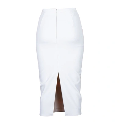 Shop Elisabetta Franchi Elegant Crepe Sequined Skirt With Back Women's Slit In White