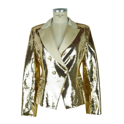 Shop Elisabetta Franchi Chic Sequined Double-breasted Yellow Women's Jacket