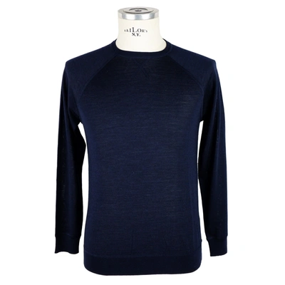 Shop Emilio Romanelli Elegant Blue Cashmere Blend Crewneck Men's Sweater