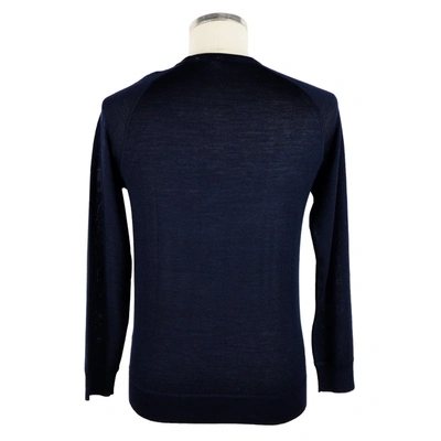 Shop Emilio Romanelli Elegant Blue Cashmere Blend Crewneck Men's Sweater