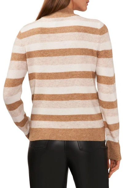 Shop Halogen Sequin Stripe Mock Neck Sweater In Beige/ Gold